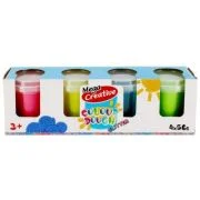 Plastilina Mega Creative Colour Dough Glitter 471258, 4x56g, roz, bleu, galben, verde, +3 ani, set 4 culori
