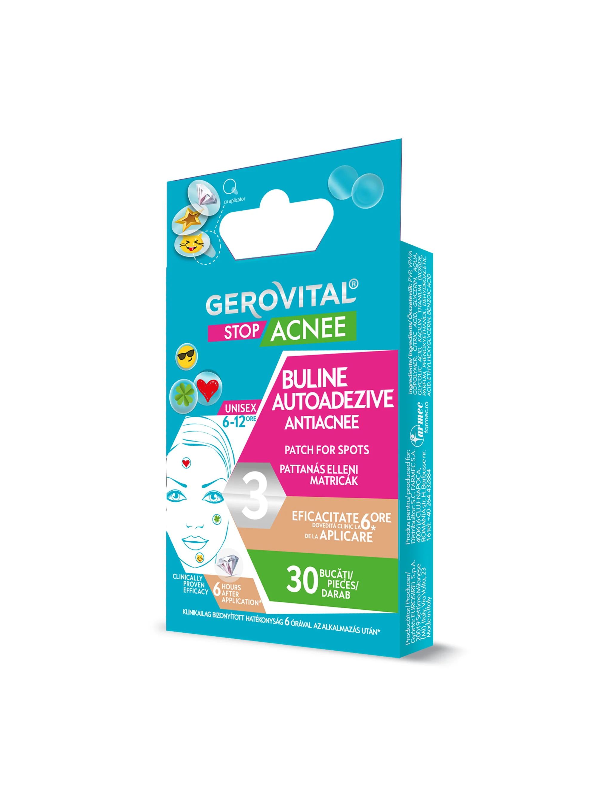 Plasturi Pentru Coșuri Cu Acid Salicilic, Gerovital Stop Acnee, 30 Buc