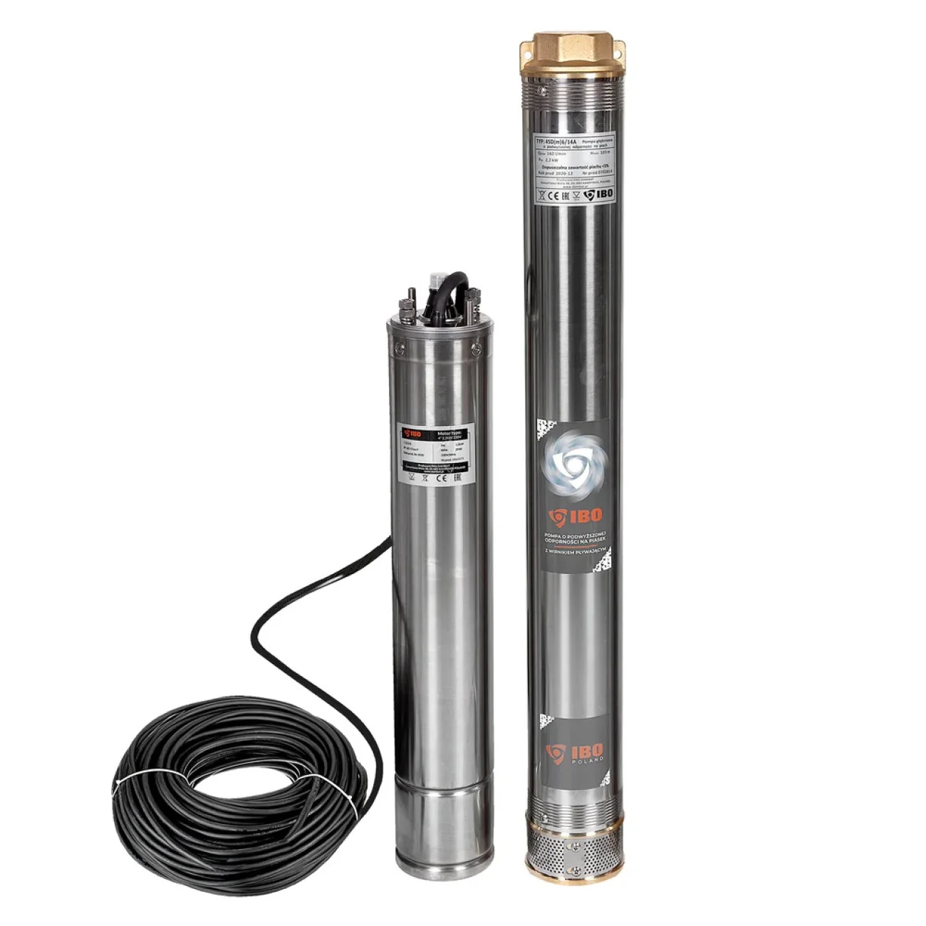 Pompa Submersibila Rezistenta la Nisip, IBO 4SDM 6/14, 2.2 KW, 230V, 162 l/min, H Refulare 103 m + 20 m cablu