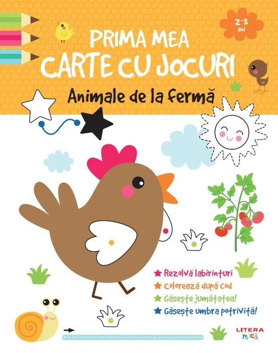 Prima mea carte cu jocuri. Animale de la ferma (2-3 ani)
