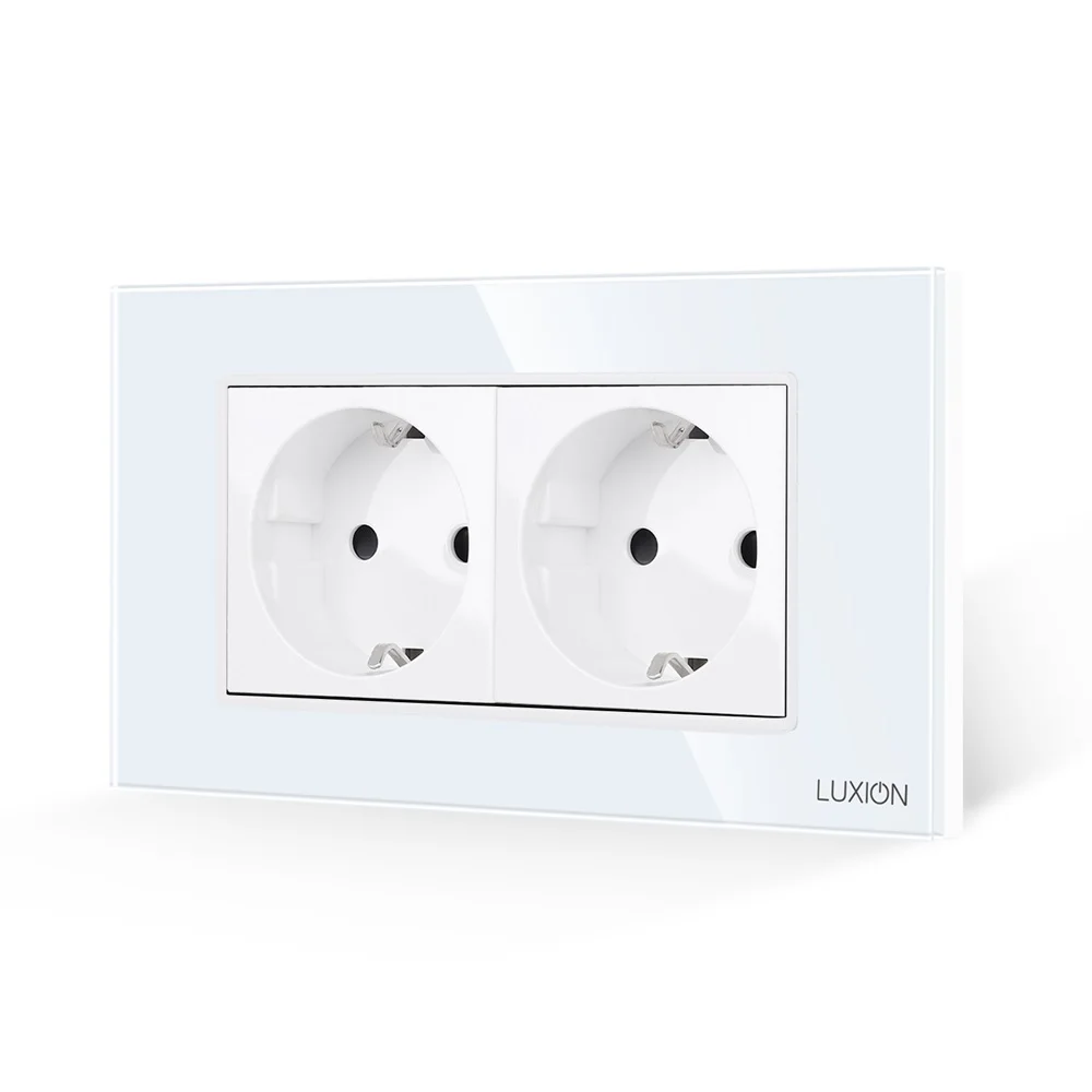 Priza Dubla cu Rama din Sticla LUXION, Standard Italian, 4M