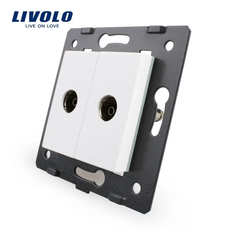 Priza dubla TV Livolo fara rama din sticla