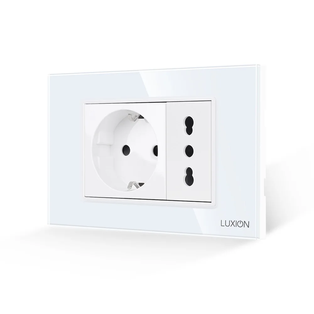 Priza Schuko + Universala Italiana cu Rama din Sticla LUXION, Standard Italian, 3M