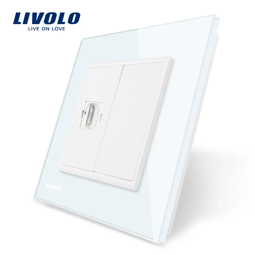 Priza simpla HDMI Livolo cu rama din sticla