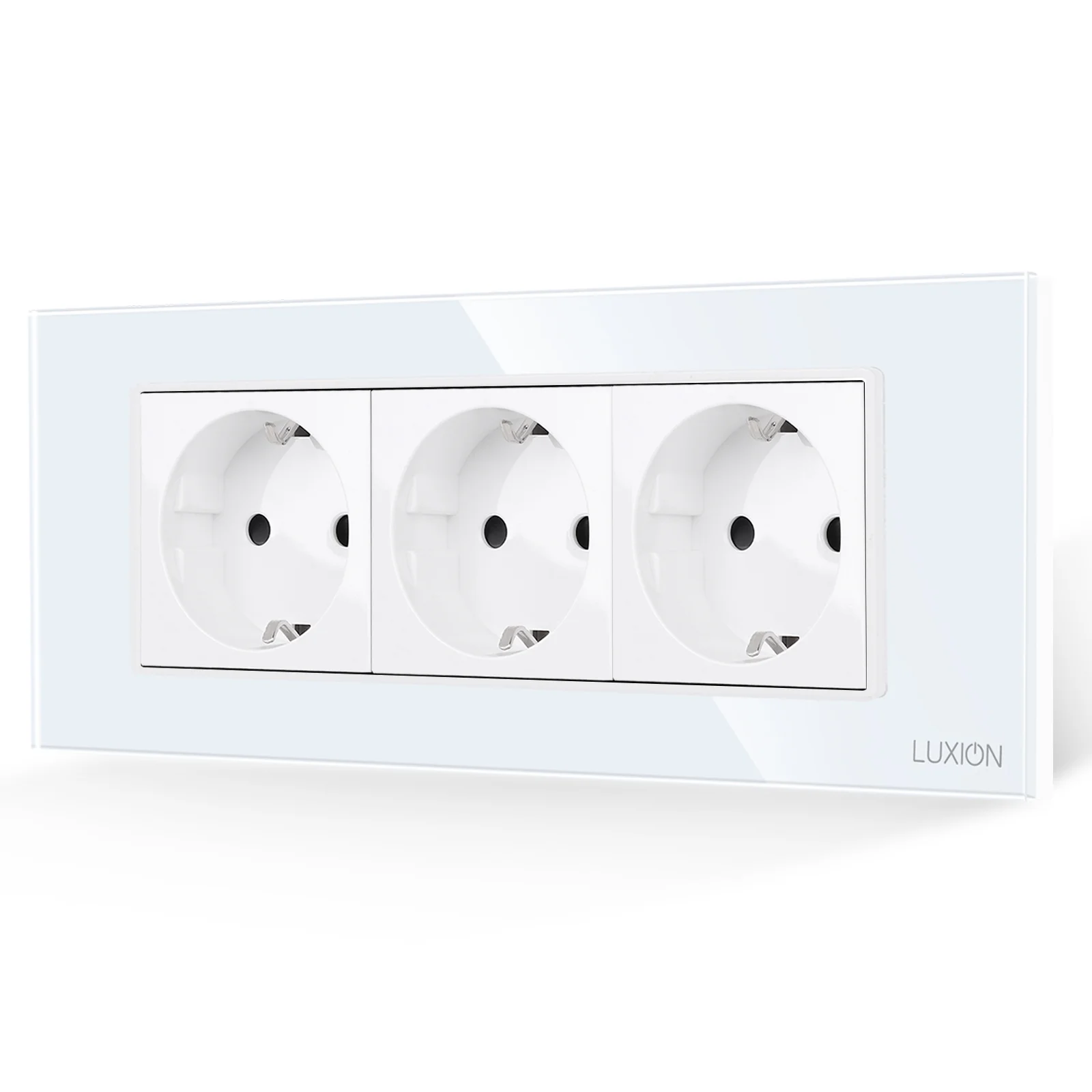 Priza Tripla cu Rama din Sticla LUXION, Standard Italian, 6M