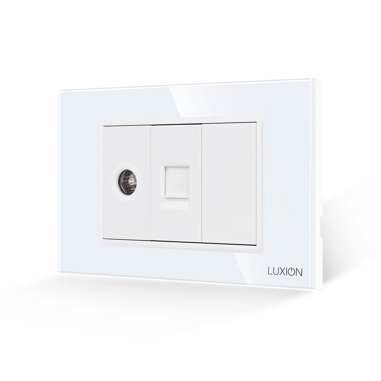 Priza TV + Internet cu Rama din Sticla LUXION, Standard Italian, 3M