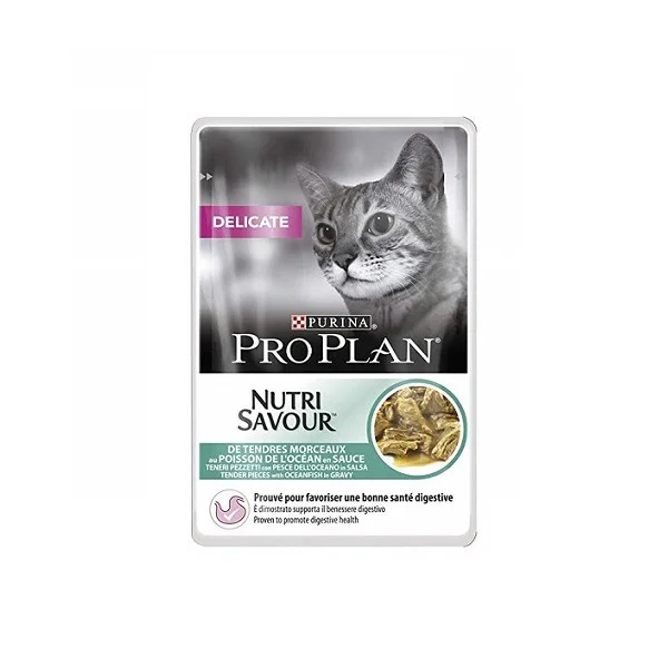 Pro Plan Delicate Nutrisavour Sos cu peste oceanic, 85 g