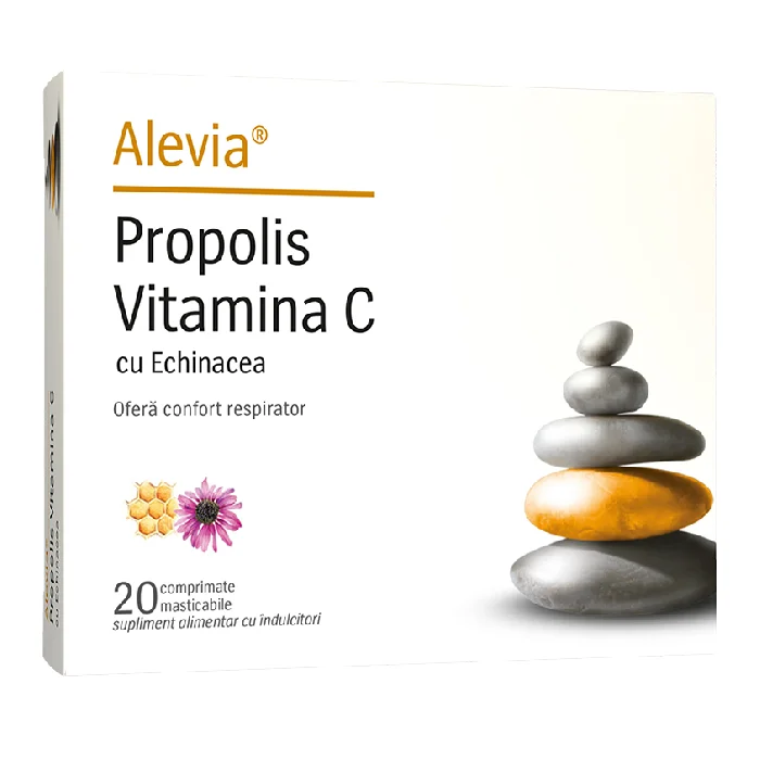 Propolis Vitamina C cu Echinacea, 20 comprimate masticabile, Alevia