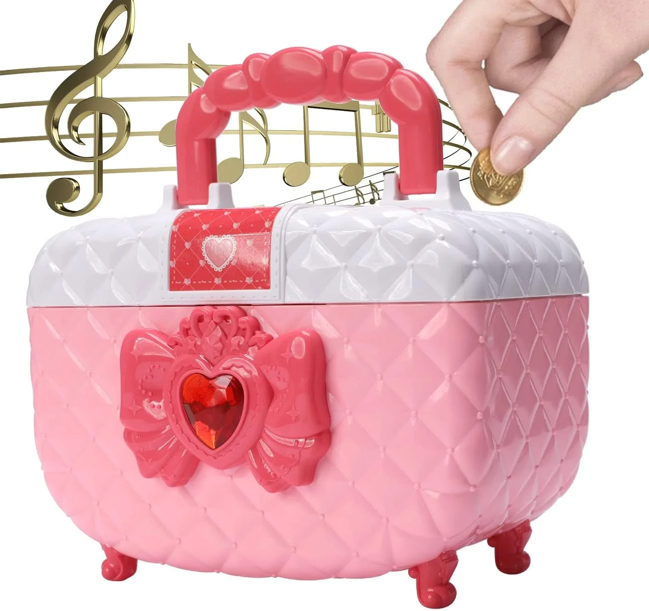 Pusculita pentru fetite  tip  cutie de machiaj rularea automată a banilor si cod