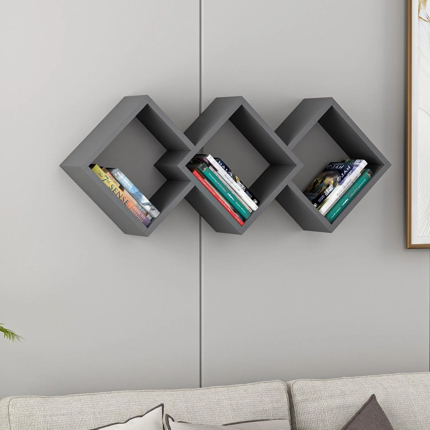 Raft de perete Galaxy Wall Shelf, Gri, 102x42x20 cm