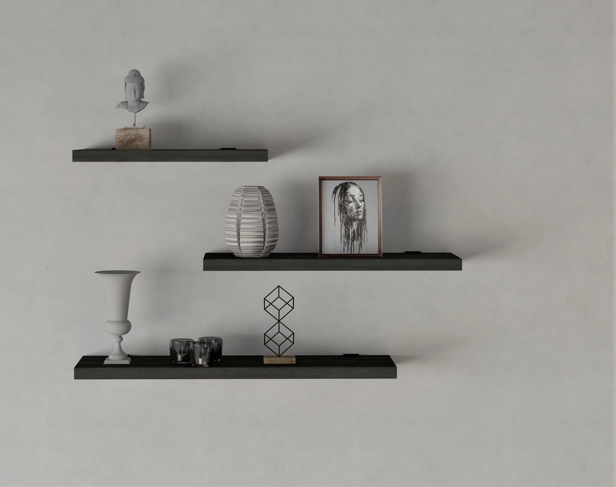 Raft de perete Leila, 3 Piese, 50 x 2 x 14 cm