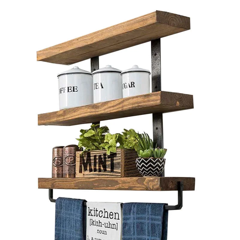 RAFT DE perete Suny lemn masiv de pin,   nuc - negru 75x9x68cm