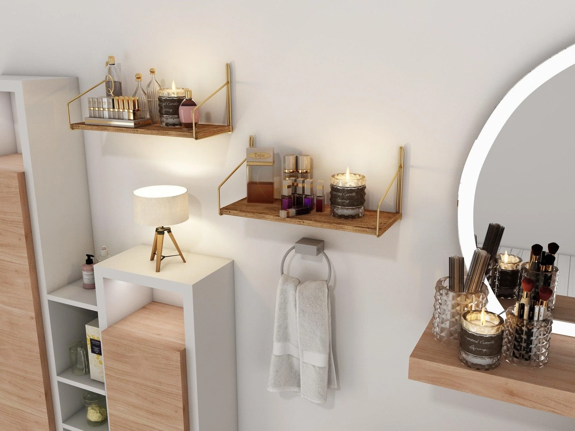 Raft de perete Wall Shelf  Straight, Aur, 16 x 16 x 45 cm