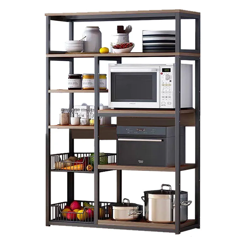 Raft Leena metalizat  negru -   nuc 80x30x142cm