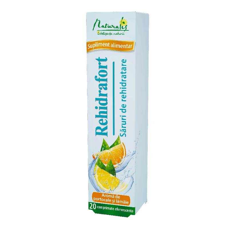 Rehidrafort portocala-lamaie, 20 comprimate efervescente, Naturalis