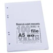 Rezerva caiet mecanic foaie velina A5, 100 file, Casa Tipografica
