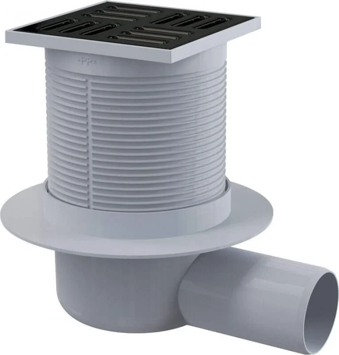 Rigola dus, patrata, cu gratar, negru mat, 10.5 cm, Deante