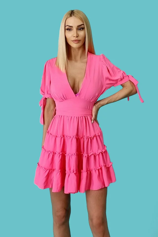 Rochie cu volane MySecret, Roz, Marime S/M