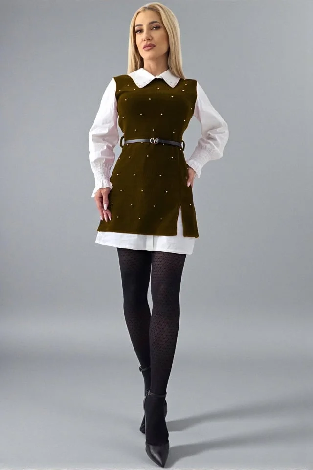 Rochie Iuliana, croi scurt cu paiete si curea asortata, MARO, Marime S/M