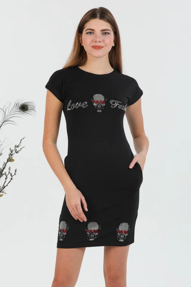 Rochie sport cu buzunare si maneci scurte, Love Fashion