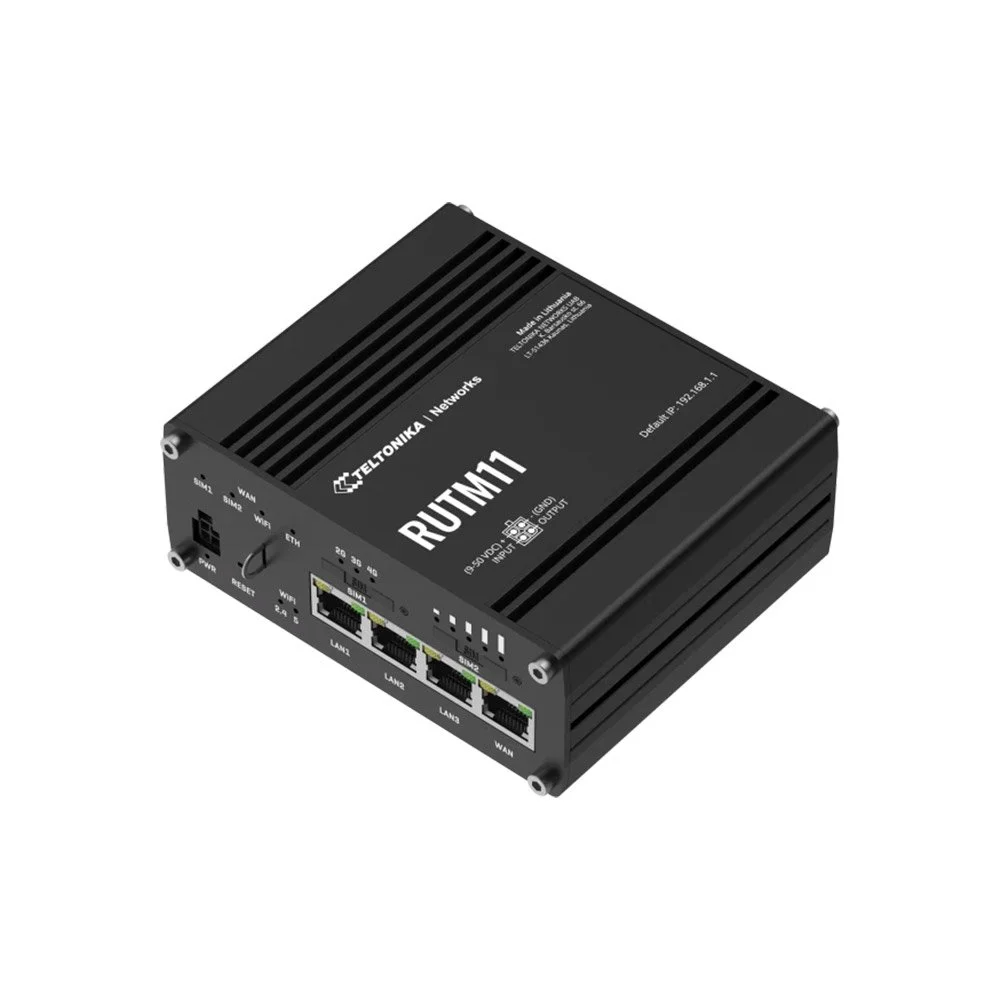 Router industrial 4G LTE dual SIM Teltonika RUTM11, Cat6, WiFi 5 Gigabit dual band, 300-867 Mbps, MU-MIMO, IoT