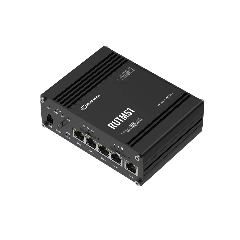 Router industrial Gigabite 5G dual SIM Teltonika RUTM51, WiFi dual band, Cat12, 2.6 Gbps, MU-MIMO, IoT