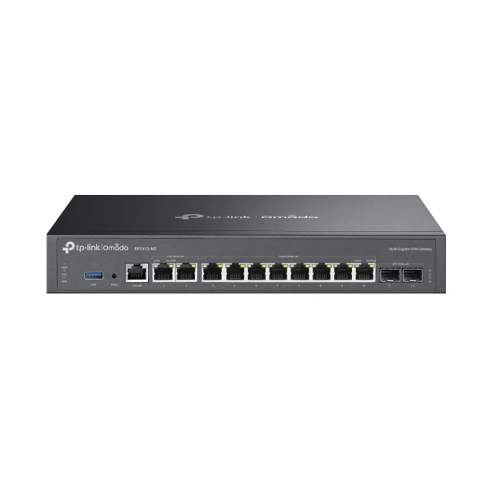 Router VPN Multi-WAN TP-Link Omada ER7412-M2, 8× porturi Gigabit, 2× SFP, 1x USB 3.0, negru