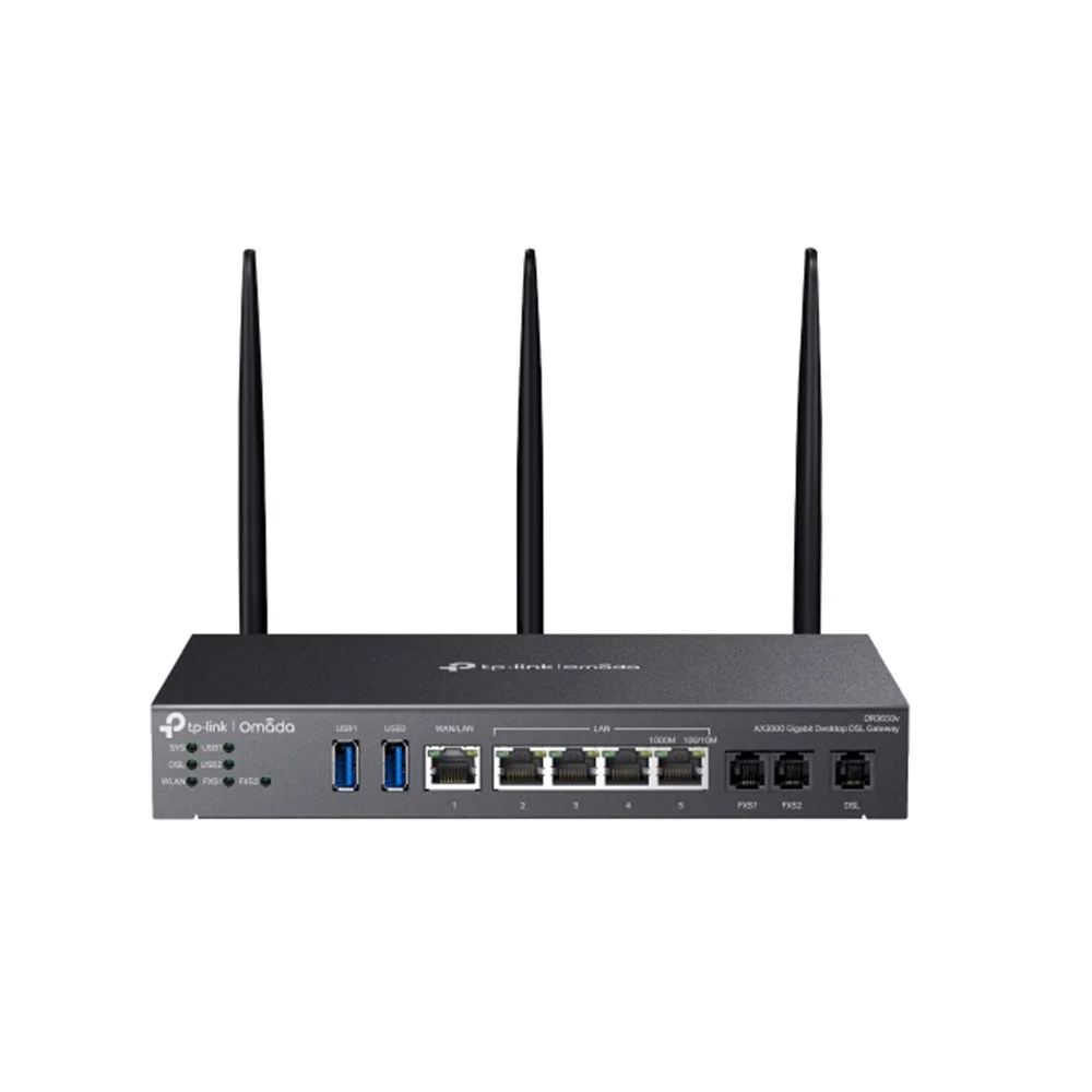 Router wireless dual-band TP-Link Omada AX3000 DR3650V, 5× porturi RJ45 Gigabit, 2402 Mbps, 574 Mbps