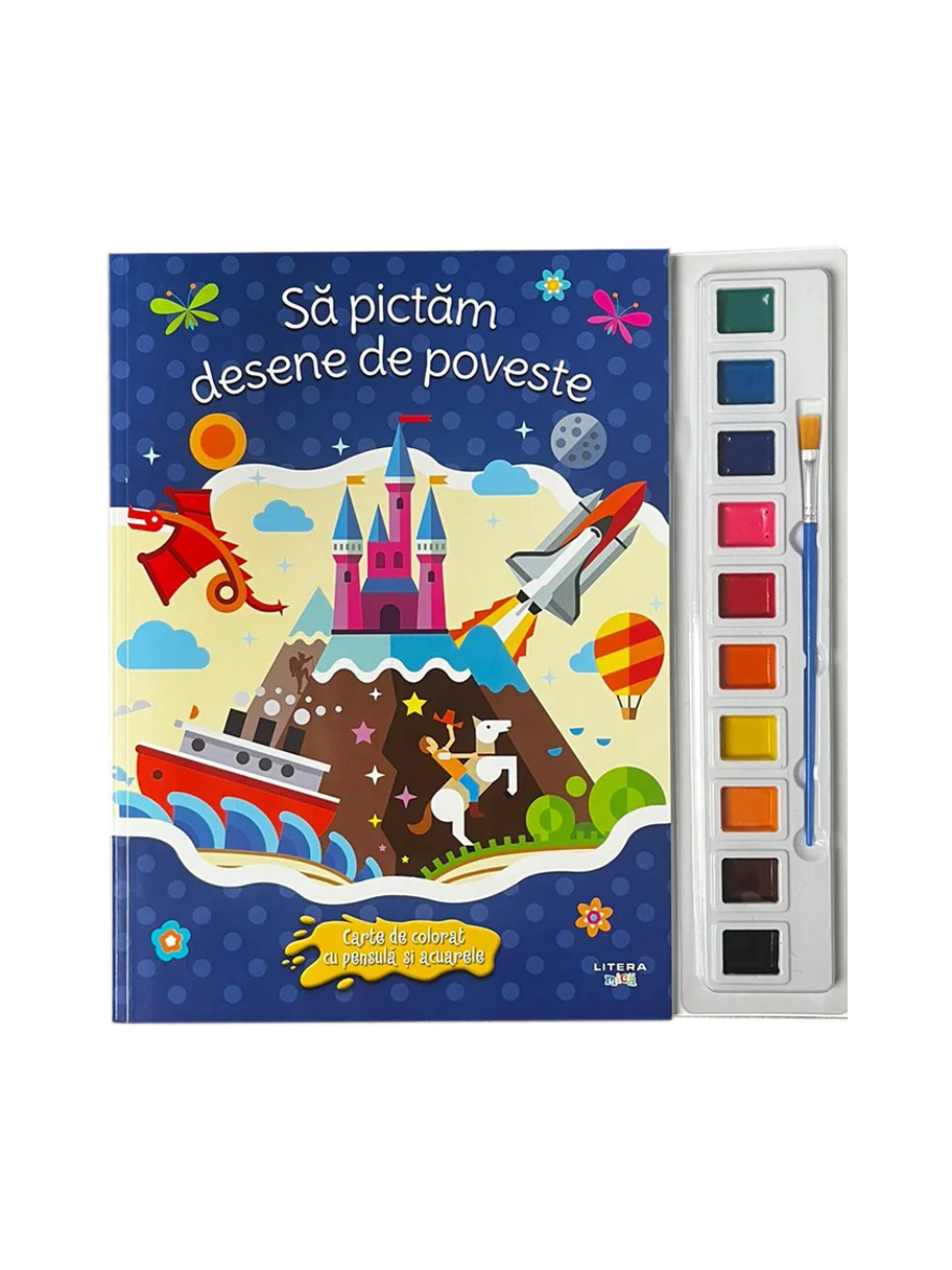 Sa pictam desene de poveste. Carte de colorat cu pensula si acuarele