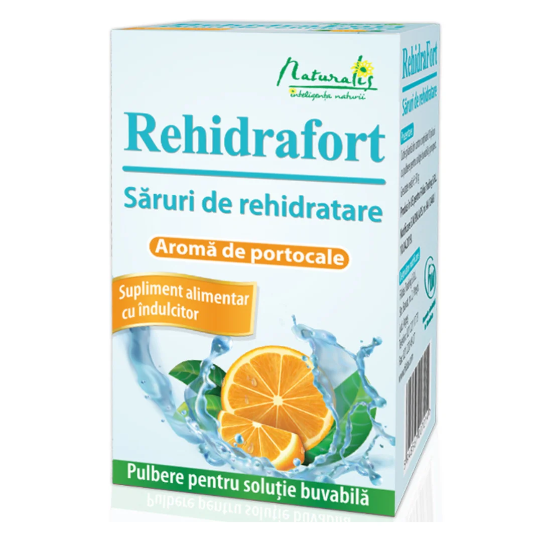 Saruri de rehidratare aroma portocale, Rehidrafort, 10 plicuri, Naturalis