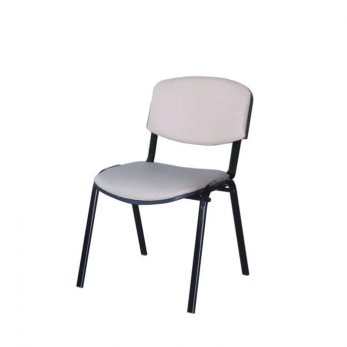 Scaun de birou VIZITATOR, cadru metalic, tapitat piele ecologica, bej, 52x44x76 cm