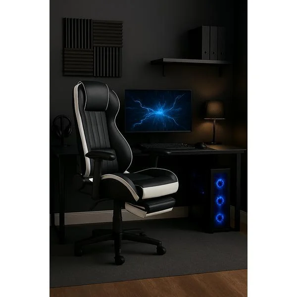 Scaun directorial US77 Kronos negru-alb - Unic Spot Ro