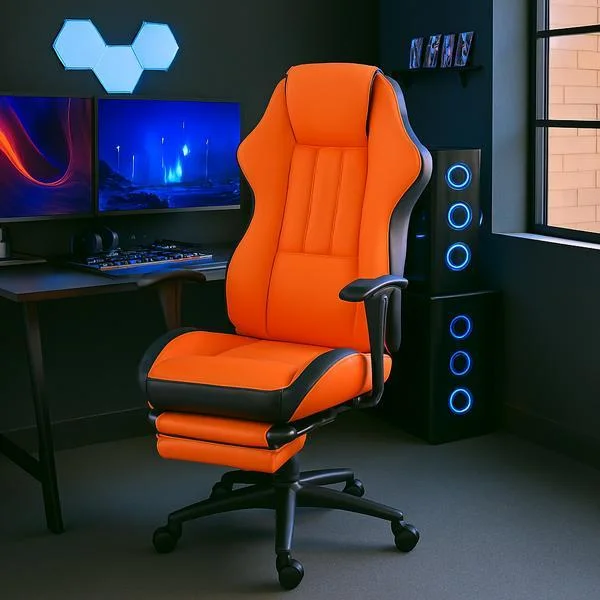 Scaun directorial US77 Kronos portocaliu-negru - Unic Spot Ro