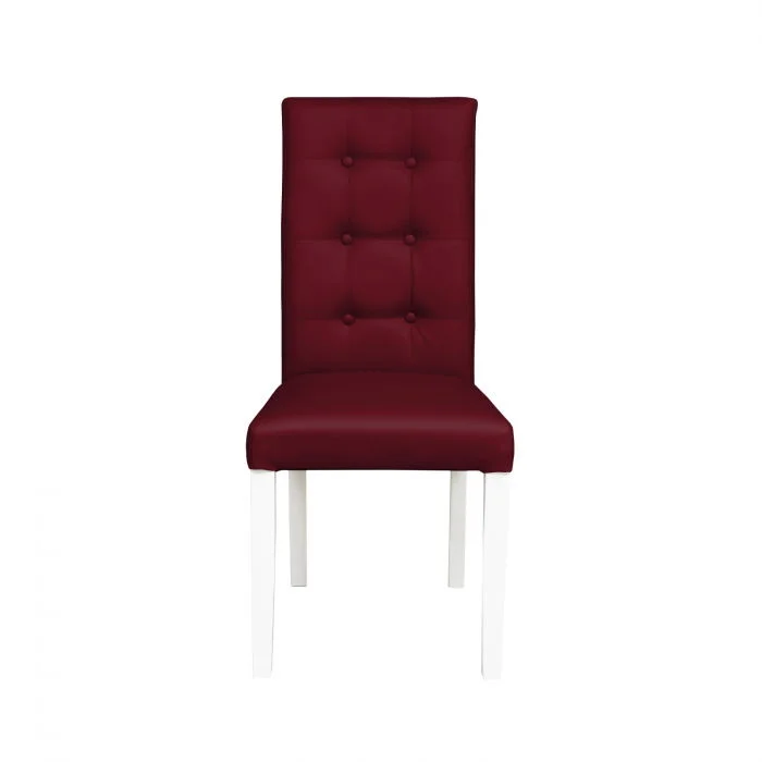 Scaun living TEO LUX, picioare lemn alb, piele ecologica bordo, 46x60x98 cm