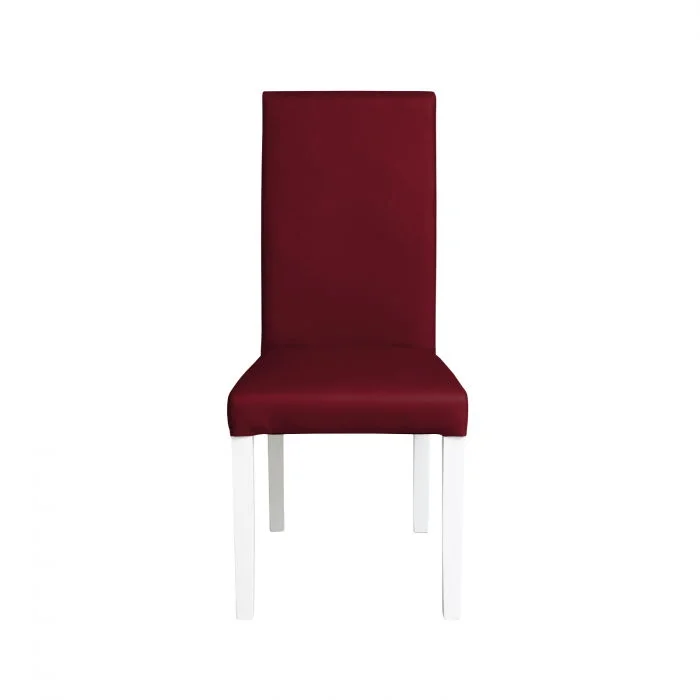 Scaun living TEO, picioare lemn alb, piele ecologica bordo, 46x60x98 cm