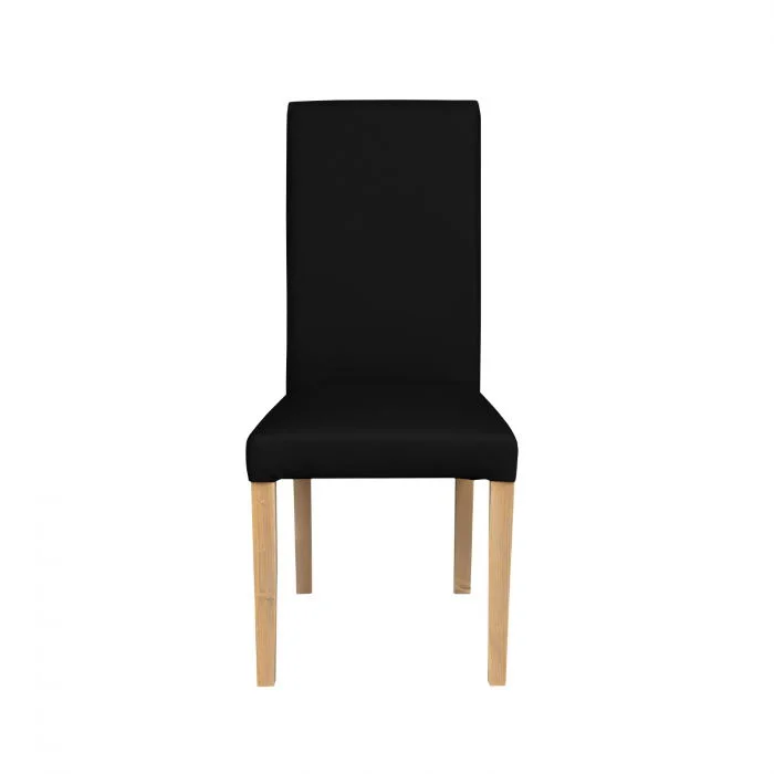 Scaun living TEO, picioare lemn natur, piele ecologica negru, 46x60x98 cm