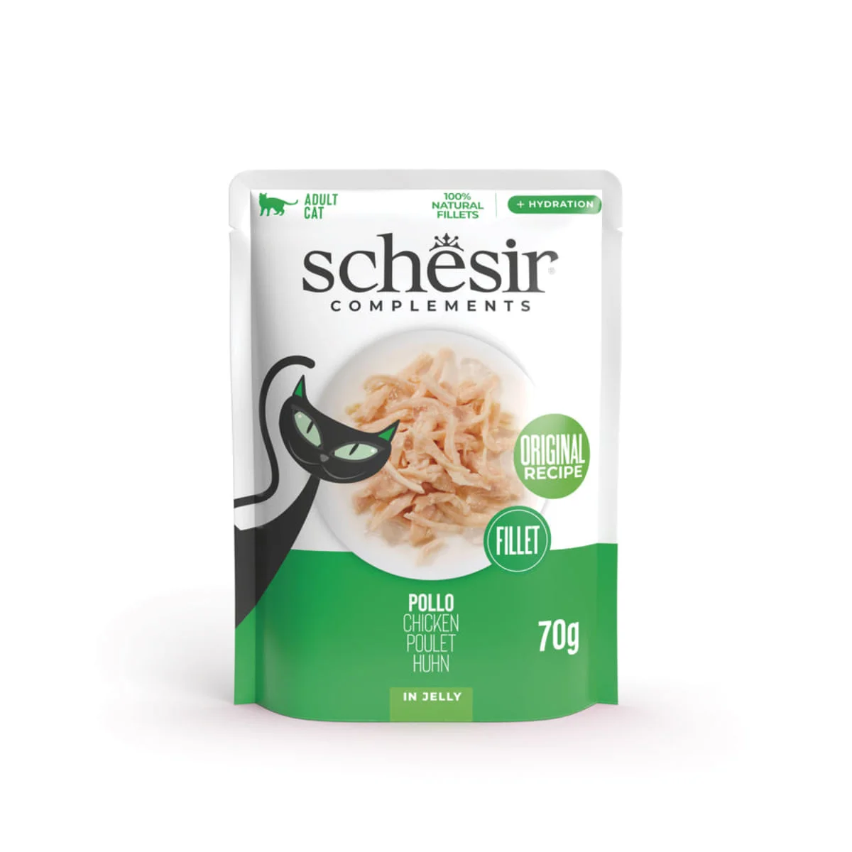 SCHESIR Complementary In Jelly, Pui, plic hrană umedă pisici, (în aspic), 70g