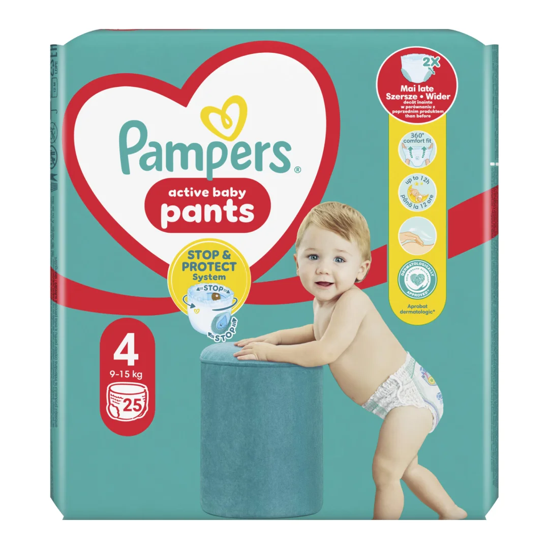Scutece chilotel Active Baby Pants Nr.4, 9-15 kg, 25 bucati, Pampers