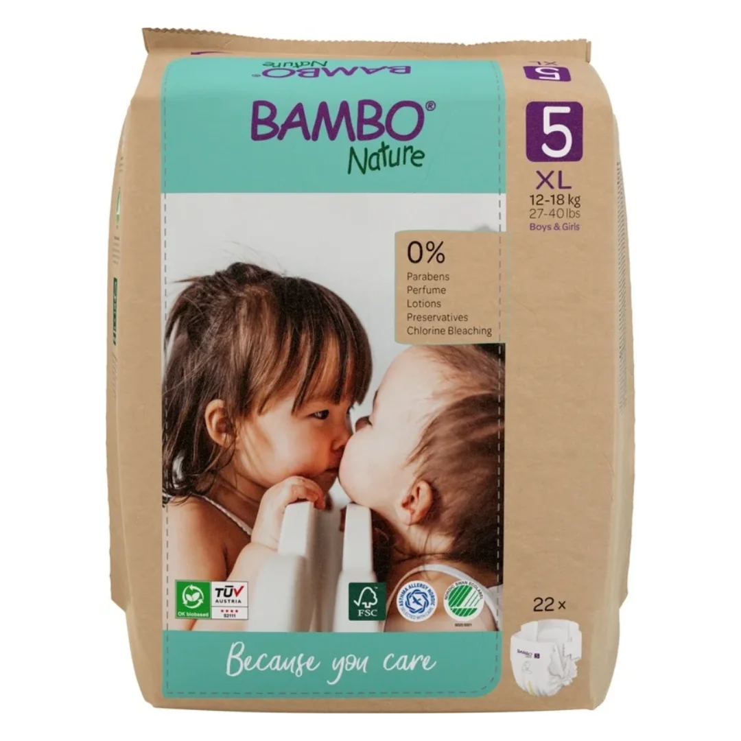 Scutece Ecolabel, marimea 5, 12-18 kg, 22 bucati, Bambo Nature