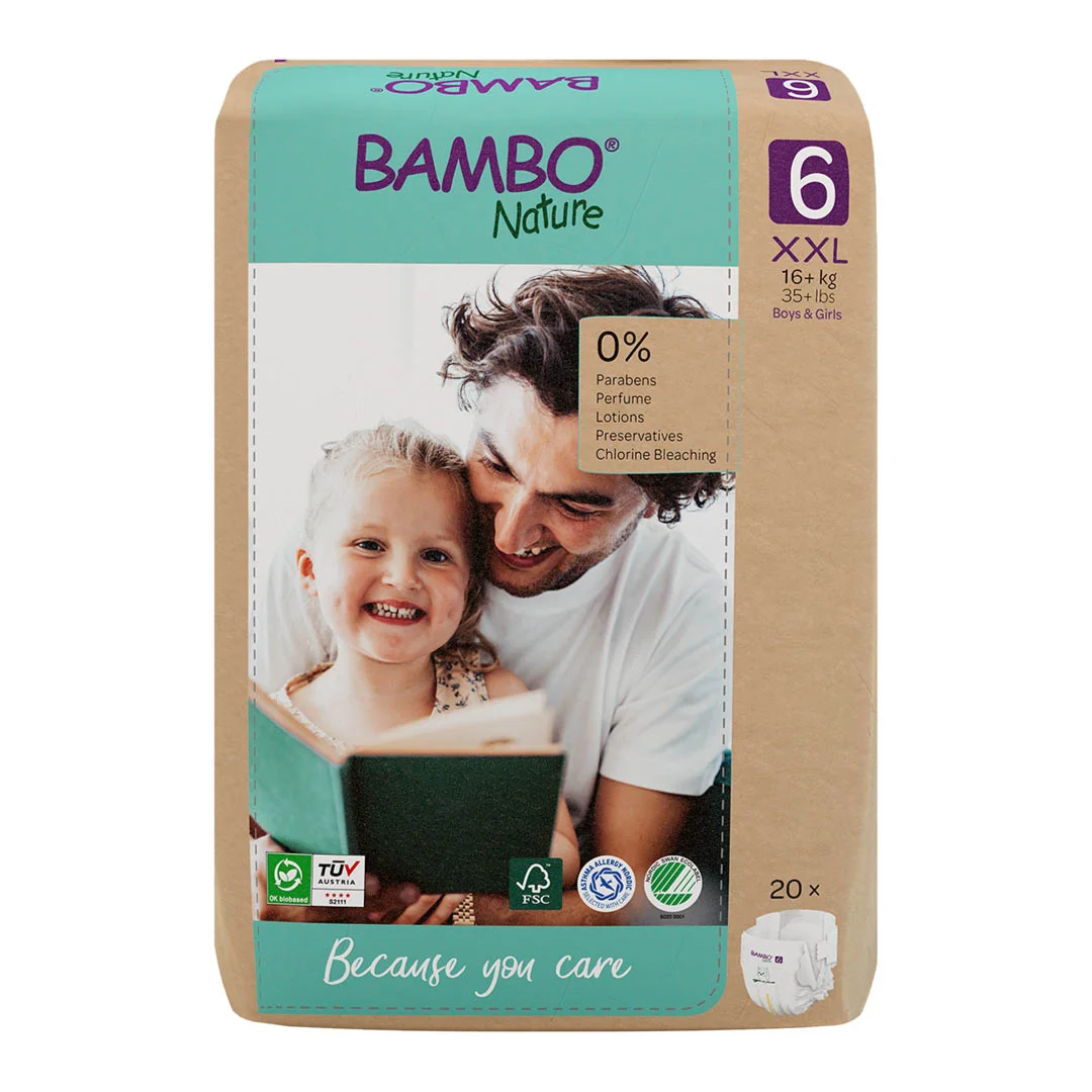 Scutece Ecolabel, marimea 6, 16kg+, 20 bucati, Bambo Nature