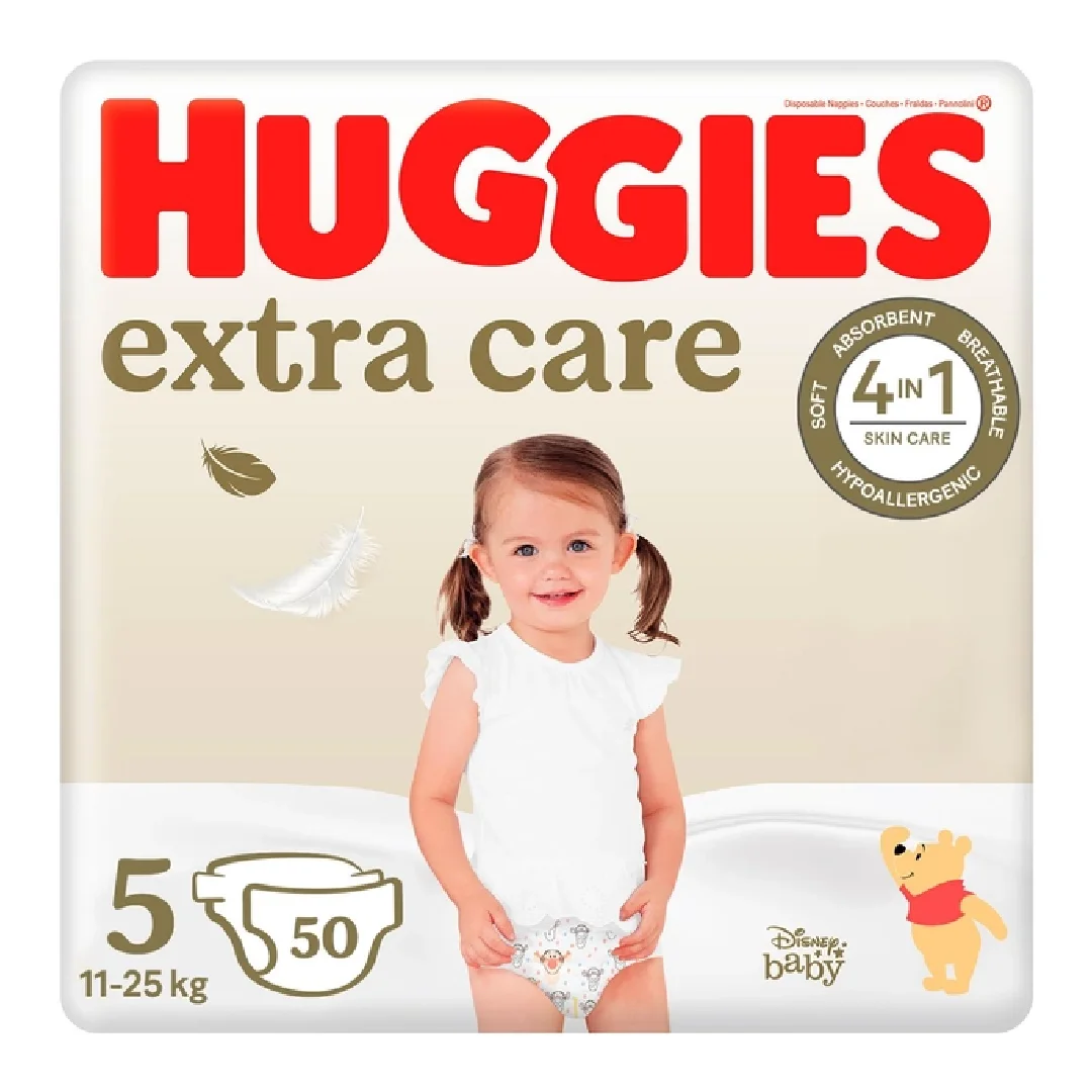 Scutece Extra Care Marimea 5, 11-25kg, 50 bucati, Huggies