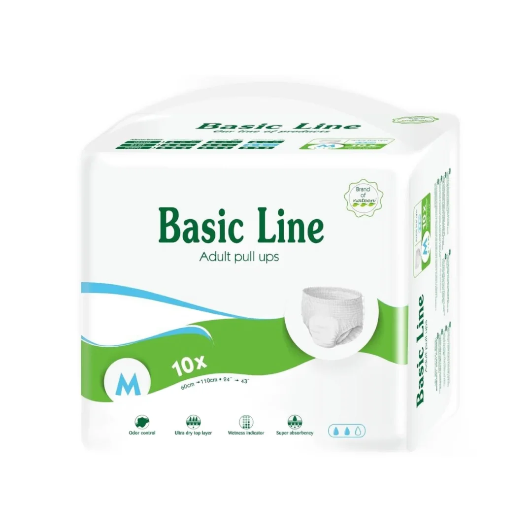 Scutece tip chilot pentru adulti, Basic Line, marime M, 10 bucati, Nateen