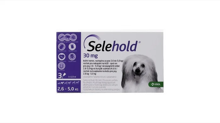 Selehold pentru caini 30 mg   ml (2.6 - 5 kg), 3 x 0.25 ml