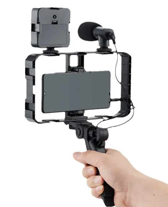 Selfie Stick pentru telefonul mobil AY 49X lumina complementara LED trepied microfon