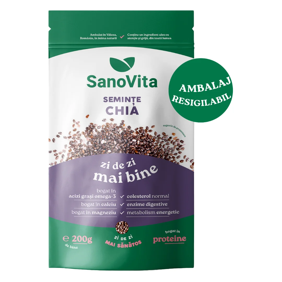 Seminte Chia, punga zipper, 200g, Sanovita