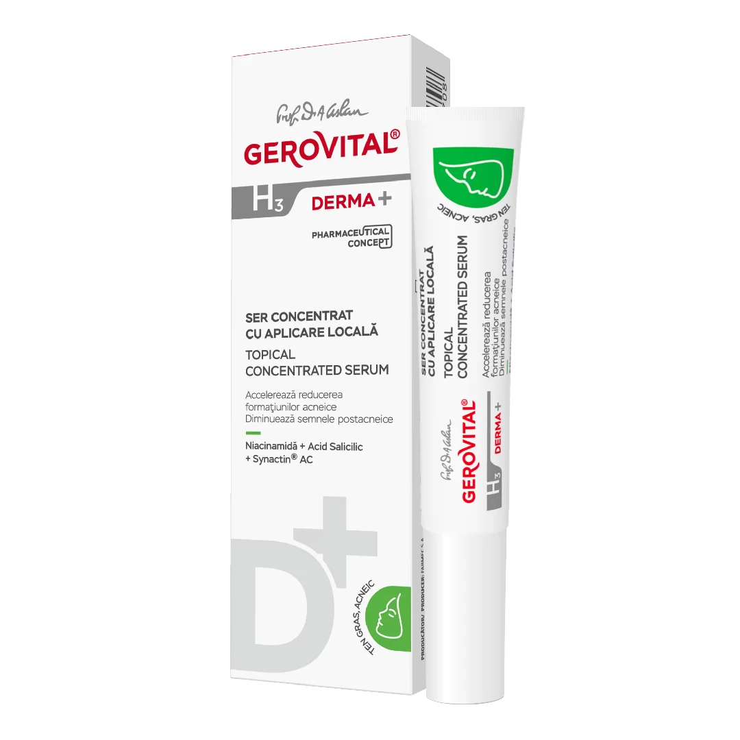 Ser concentrat cu aplicare locala H3 Derma+, 15 ml, Gerovital