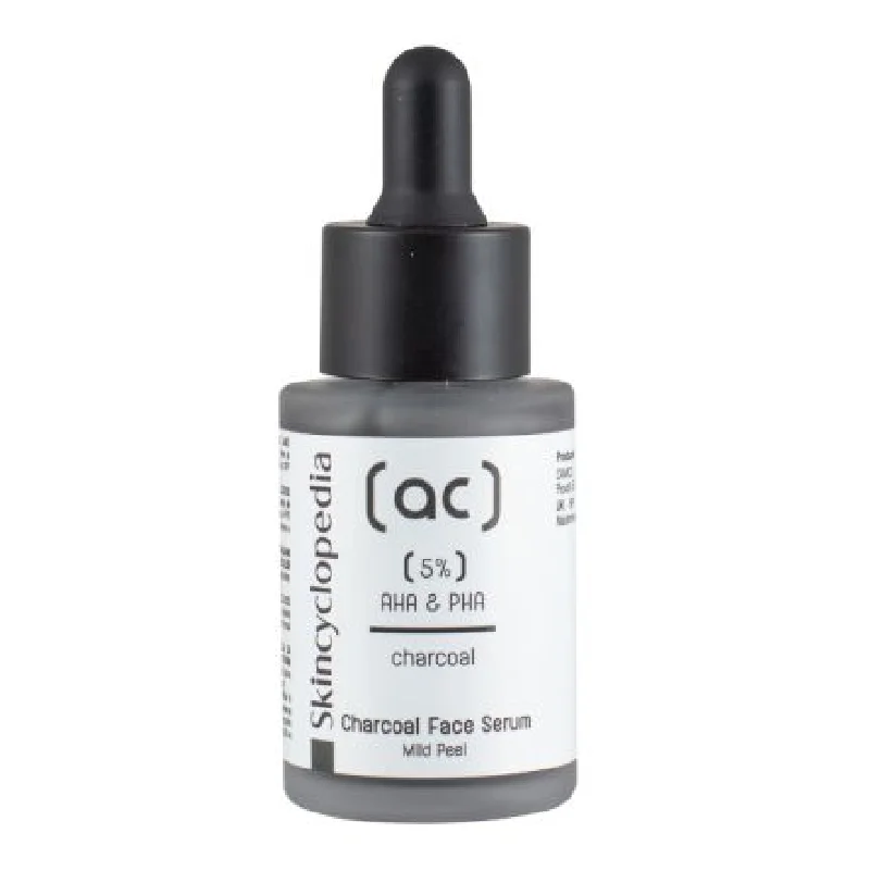 Serum facial exfoliant cu Carbune si Complex 5% AHA + PHA, 30ml, Skincyclopedia