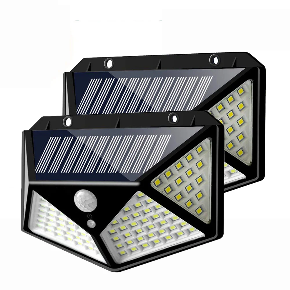 Set 2 Lampi ULTRA 100 LED Solare cu senzor de miscare si lumina 3 moduri ILUMINARE