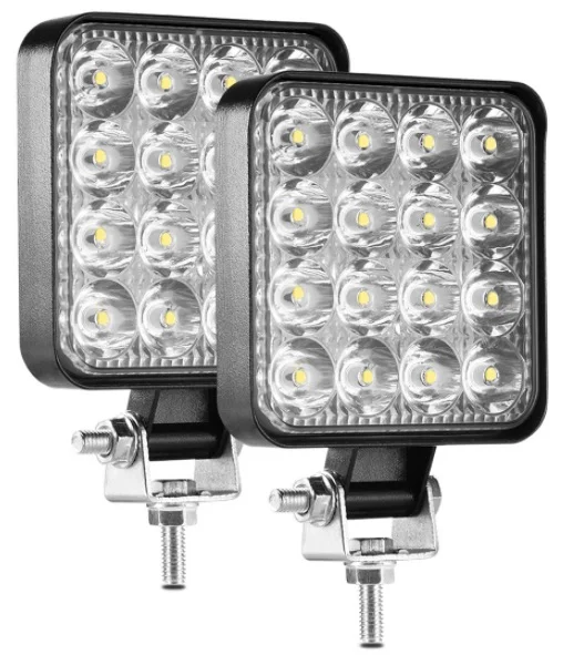 Set 2 Proiector PATRAT 16 led 12v-24v  48w  lumina alba 6000k Slim
