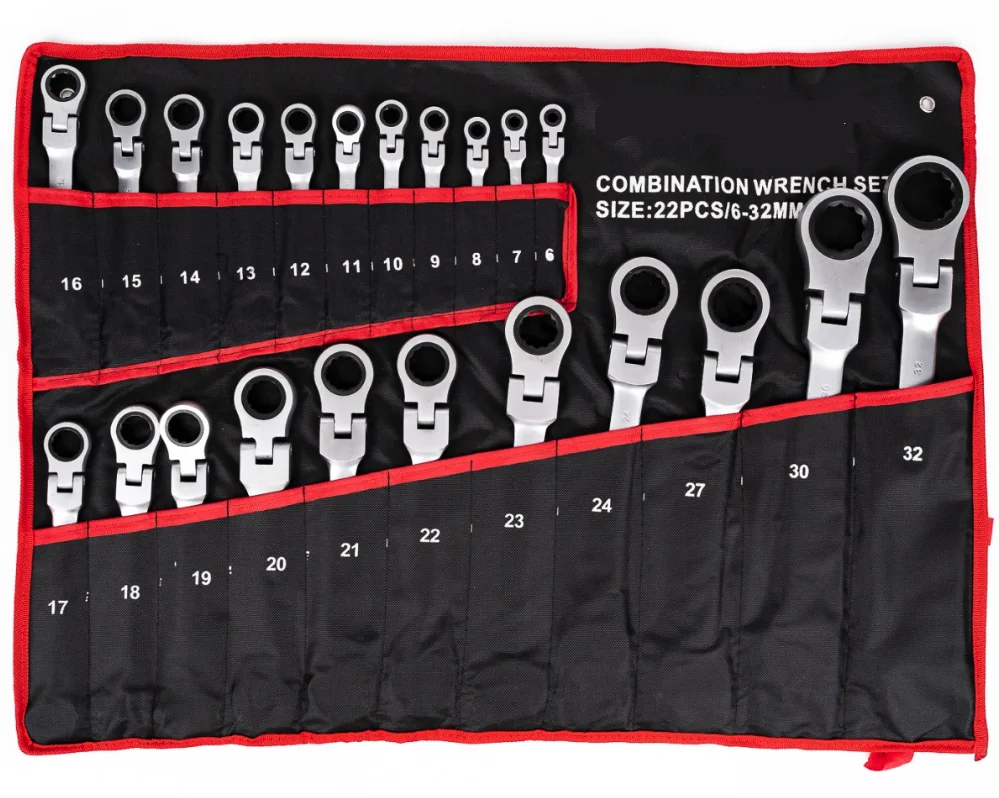 Set 22 piese chei combinate fixe si inelare articulate de la 6 la 32 mm